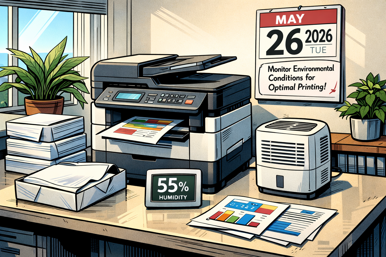 Modern Office Printer with Humidity Display and Greenery-May-26-2026-02-29-02-7039-PM